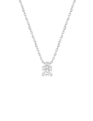 Collier Solitaire Or Blanc & Diamant