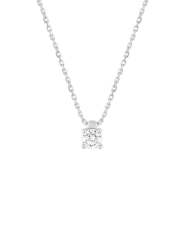 Collier Solitaire Or Blanc & Diamant