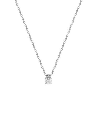 Collier Solitaire Or Blanc & Diamant