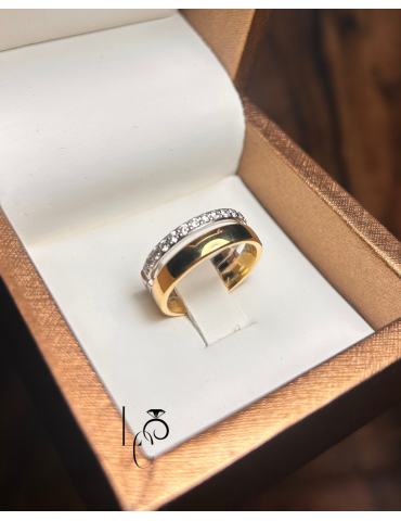 Bague en or bicolore sertie de diamants – Création Artisanale