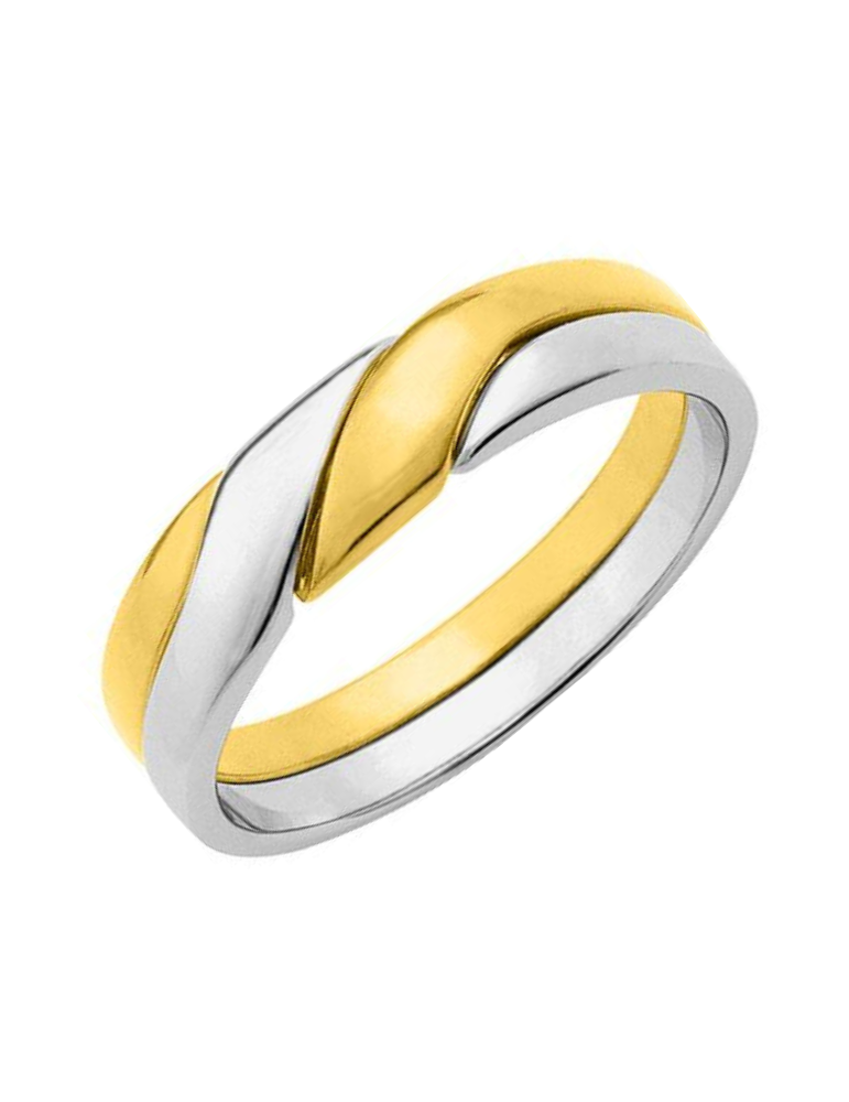 Alliance Homme Or jaune & Or gris Entrelacée